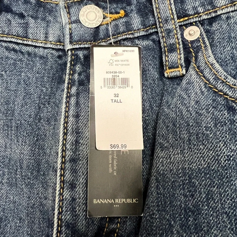 Banana Republic Straight Jeans Womens 32 Tall Blue NEW High Rise Formal Office